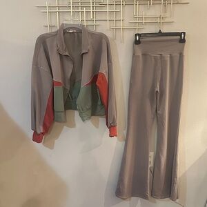 Stylish Gray and Red Women's Jumpsuit